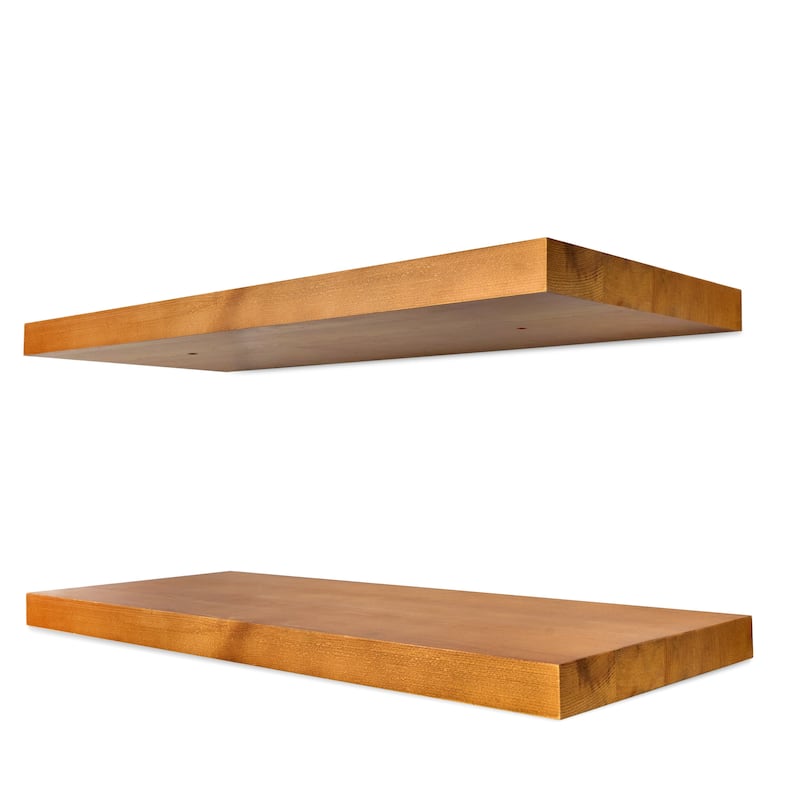 Solid Wood Floating Shelves for Wall, Set of 2 Wooden Wall-Mounted Shelves - 9” L X 24" W X 1.2” H
