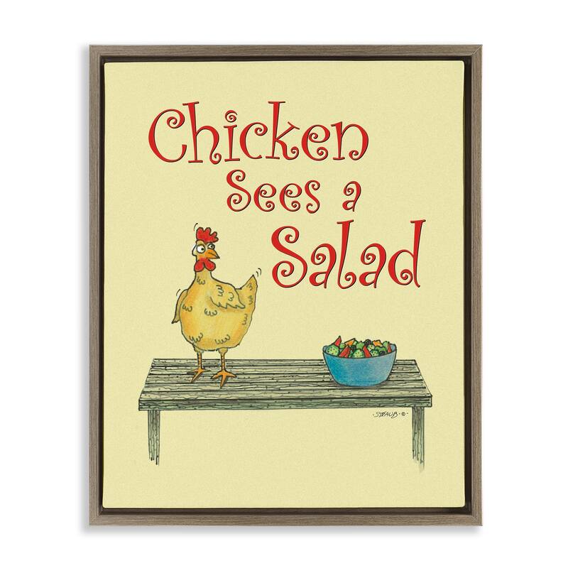 Stupell Chicken Salad Vintage Pun Framed Floater Canvas Wall Art Design By Roger Straub - 25 x 31 - Brown