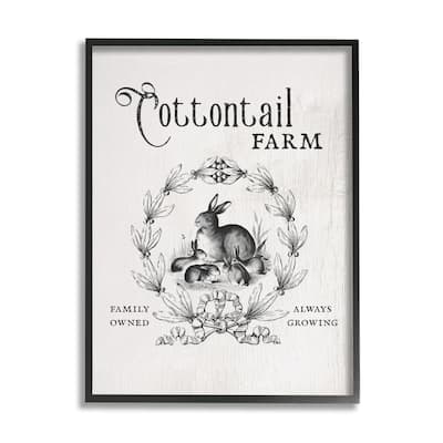 Stupell Cottontail Farm Vintage Advertisement Rabbit Family Country Illustration Framed Wall Art - Black