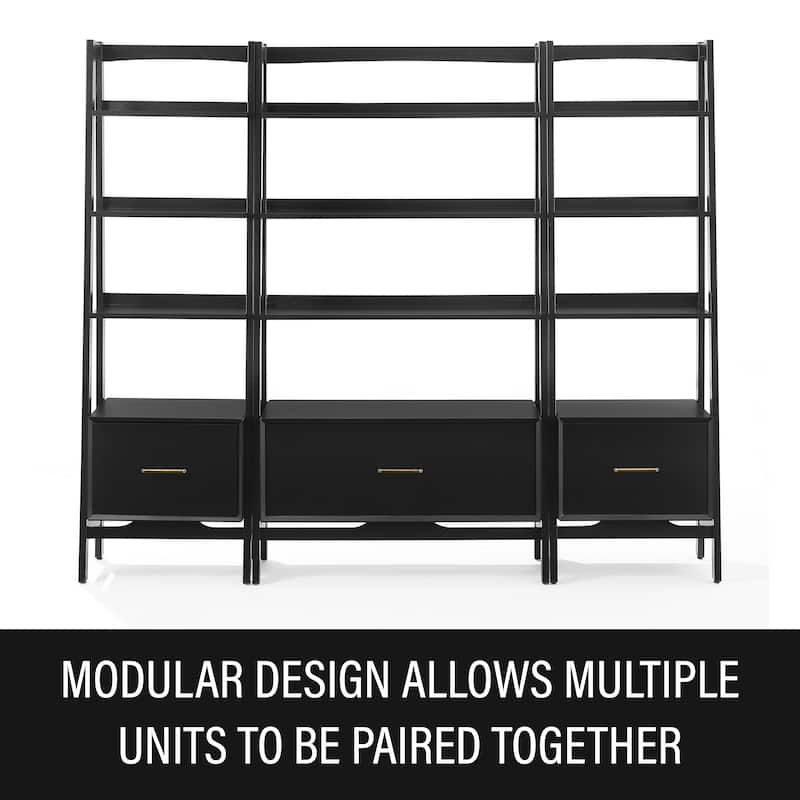 Crosley Landon 3-Piece Etagere Bookcase Set - Matte Black