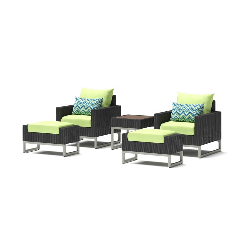 Milo Espresso 5 Piece Sunbrella Outdoor Patio Club Chair Set