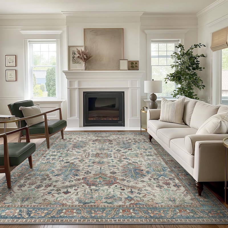 Mcow Modern Machine Washable Low Pile Lightweight Soft Print Area Rugs - 8'X10'