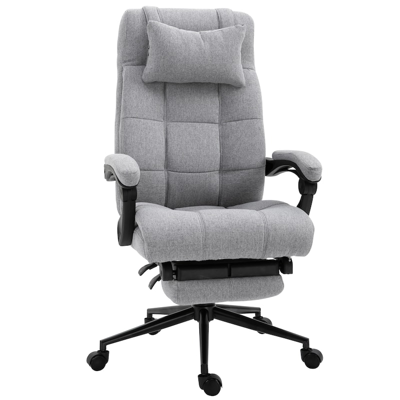 Vinsetto Executive Linen Fabric Home Office Chair with Retractable Footrest, Headrest, and Lumbar Support