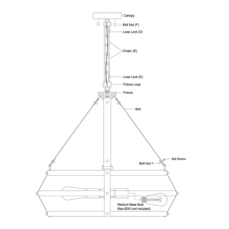 Taylor 4L Black and Ash Gray Drum Cage Industrial Pendant Light with Fabric Straps - 24-in W x 23-in H x 24-in D