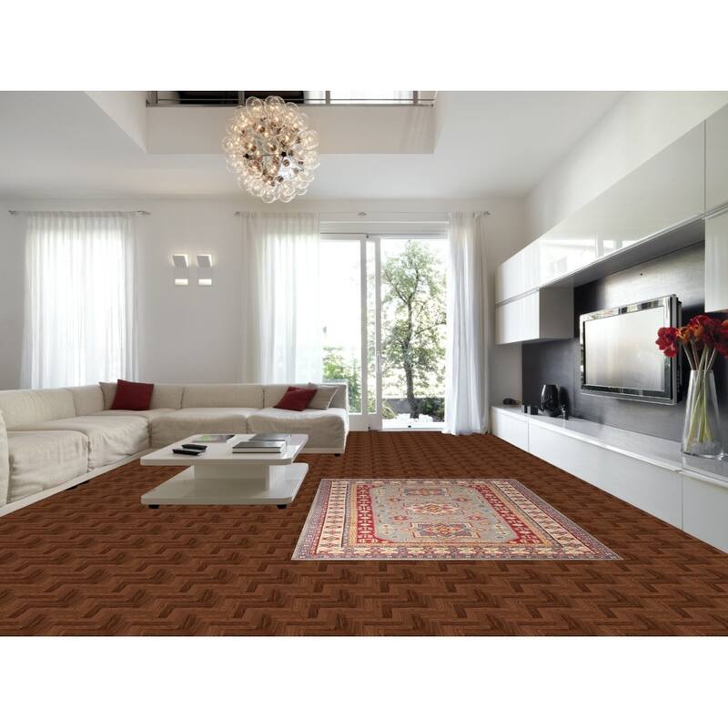 Kazak Area Rug Hand-Knotted Wool Carpet - 6'9" x 9'8"