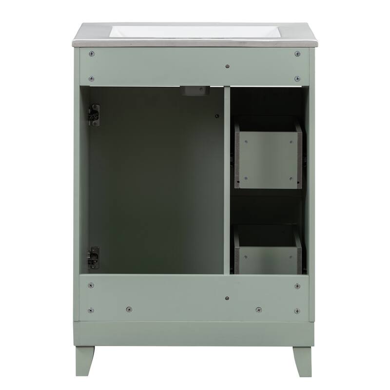 24" Single Sink Bathroom Vanity Cabinet with Ceramic Top