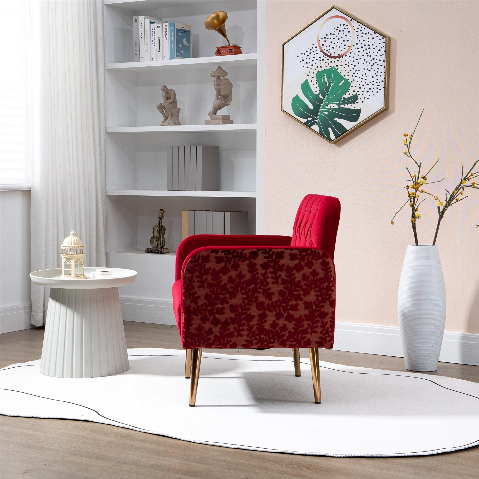 Red velvet hotsell lounge chair