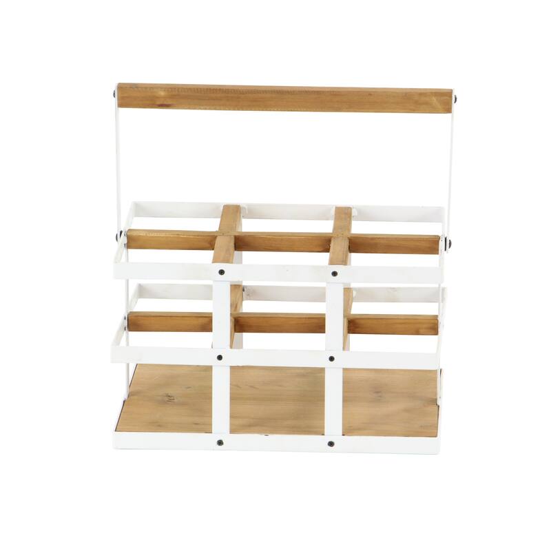 Modern 6-Bottle Wood and Metal Wine Holder