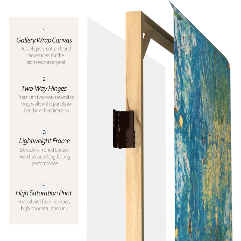 Handmade 6' Double Sided River God Canvas Room Divider