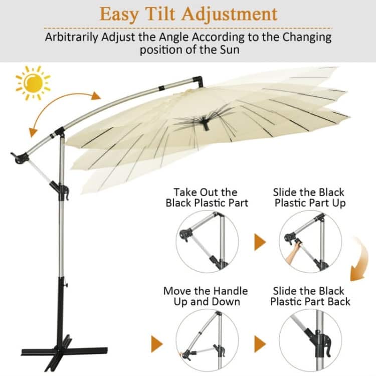 10 Foot Patio Offset Umbrella Market Hanging Umbrella for Backyard Poolside Lawn Garden