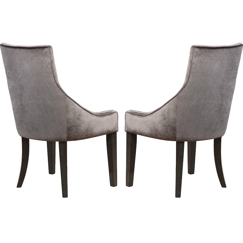 Modern Demi Wing Grey Velvet Upholstered Dining Chairs (Set of 2)