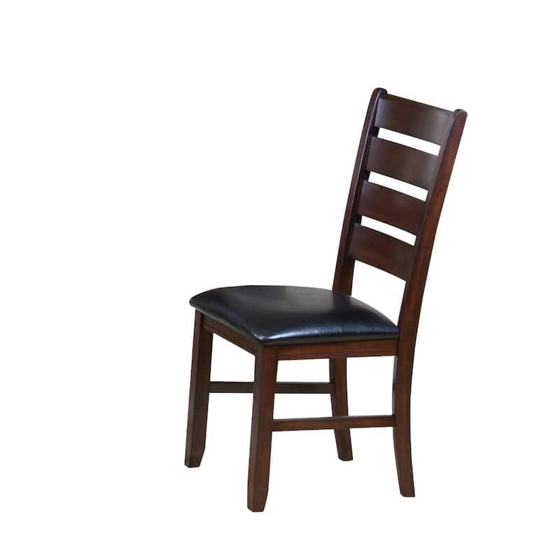 Faux Leather Ladder Back Side Chairs and Solid Wood Set of 2 - 23” L x 20” W x 40” H