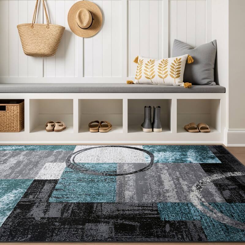 World Rug Gallery Abstract Polypropylene Machine-Made Circle Area Rug