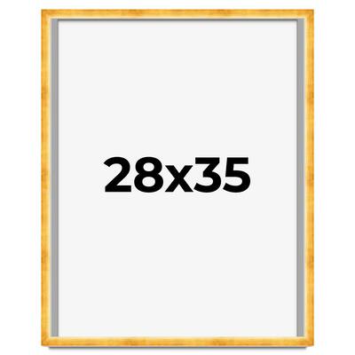 28x35 Shadow Box Frame Gold | 1.625 Inches Deep Real Wood Traditional
