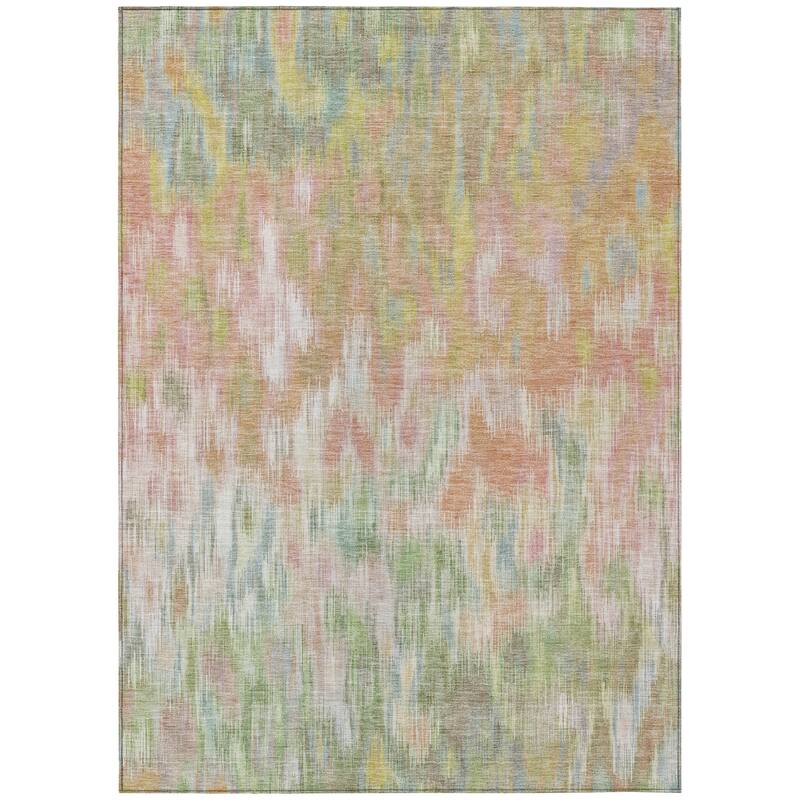 Machine Washable Indoor/Outdoor Modern Watercolor Chantille Rug