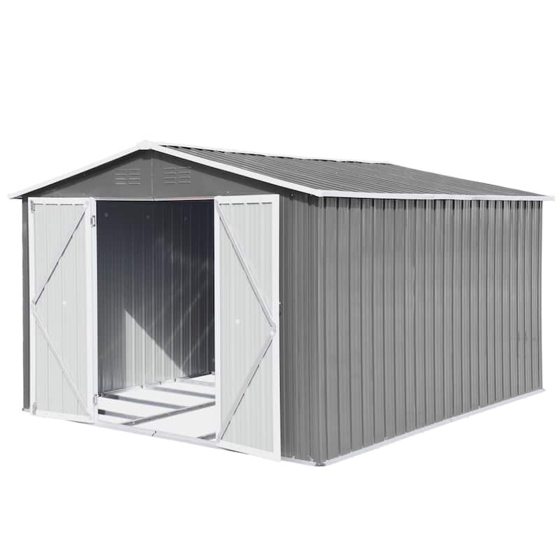 Metal Garden Sheds 10ftx8ft Outdoor Storage Sheds Grey