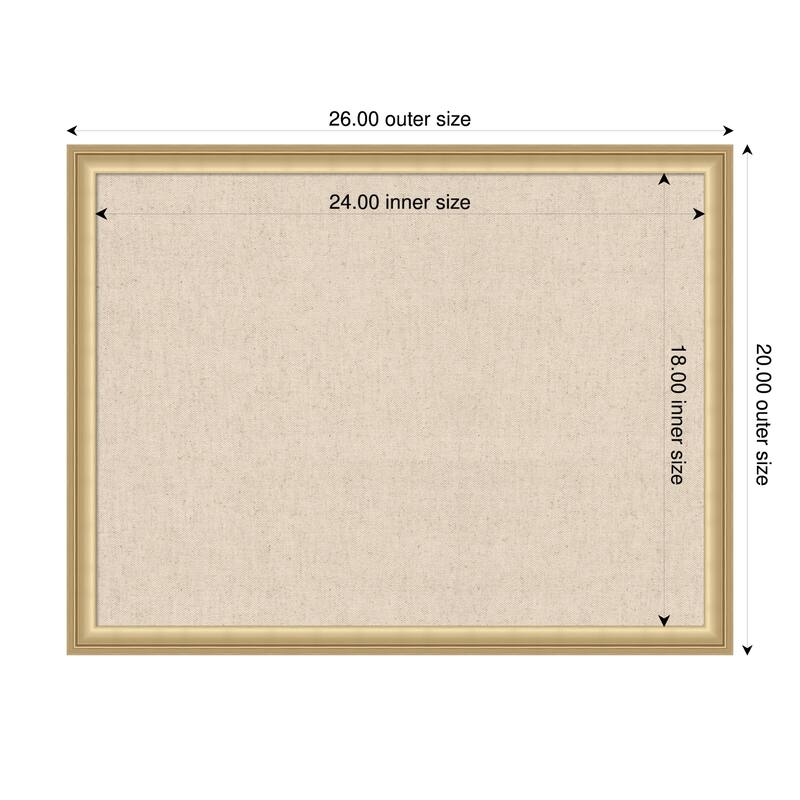 Amanti Art Framed Fabric Pinboard Natural Linen Printed Bulletin Board - Board Size 24 x 18 - Florence Gold