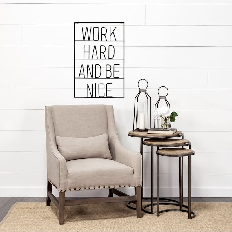 Work Hard and Be Nice Black Metal Sign