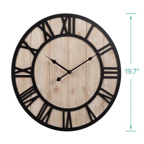 dimension image slide 1 of 2, La Crosse Clock 404-3450A 19.7-Inch Harper Wood Quartz Wall Clock