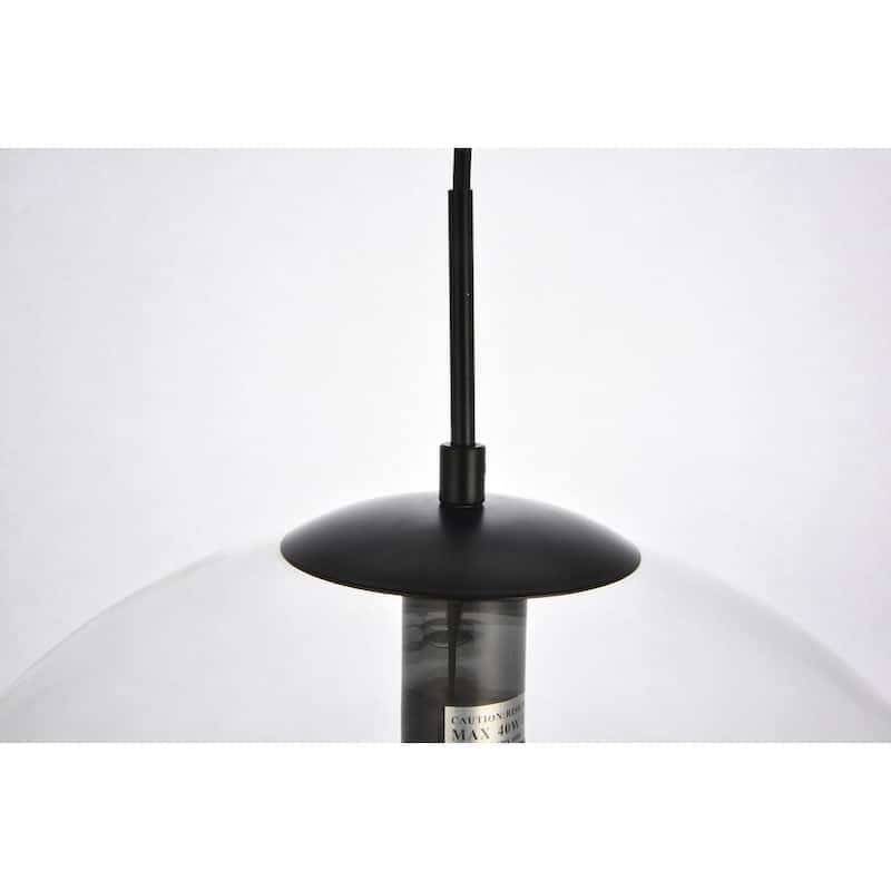Placido Collection Pendant D15.7 H16.5 Lt:1 Black and Clear Finish