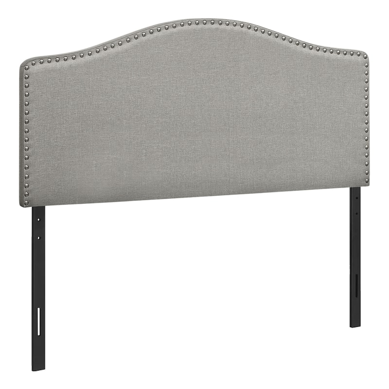 Full Size Upholstered Grey Linen Look Headboard, Transitional Style with Padded Design for Modern Bedrooms