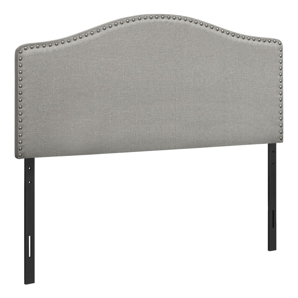 Full Size Upholstered Grey Linen Look Headboard, Transitional Style with Padded Design for Modern Bedrooms