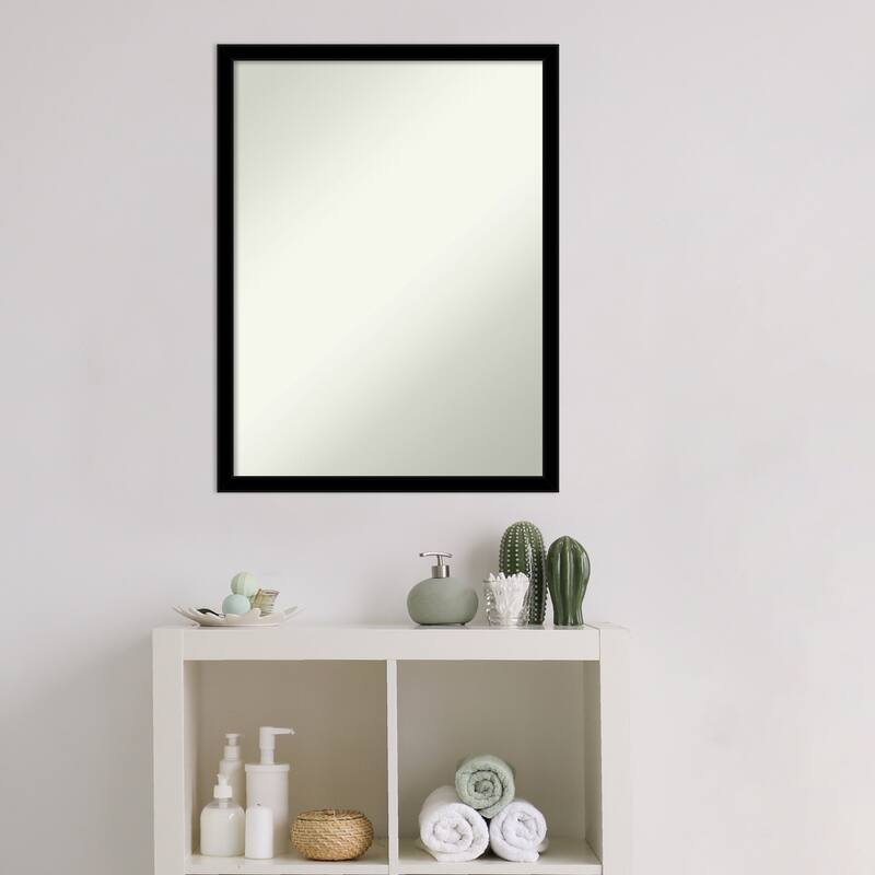 Non-Beveled Bathroom Wall Mirror - Jet Black Frame