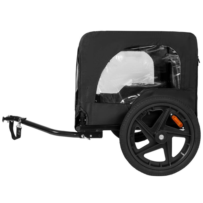 Outdoor Heavy Duty Collapsible Pet Bike Trailer with 16-Inch All-Terrain Wheels & Universal Hitch, Foldable Carrier Cart