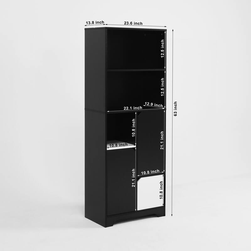 Multifunctional Open Storage Space Bookcase with Doors and Drawer,Modern Style Bedroom Living Room Storage Cabinet