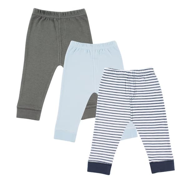 slide 1 of 1, Luvable Friends Toddler Boy Cotton Pants 3pk, Navy Stripe 2T - Navy Stripe