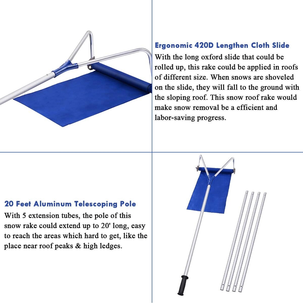 Shop 20 Ft Lightweight Roof Rake Snow Removal Tool Overstock 30915678