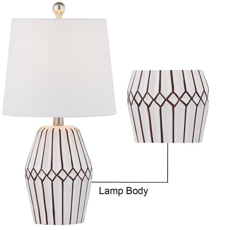 Maxax 20.5" White/Brown Ceramic Table Lamp Set (Set of 2)