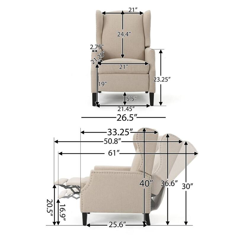 Traditional Fabric Recliner Chairs with Studded Border by Christopher Knight Home
