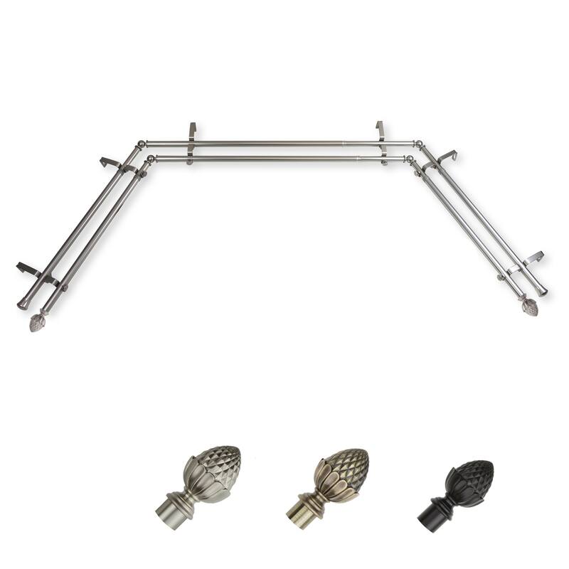 Adjustable Curtain Rods & Hardware Set - Telescoping Rods, Decorative Finials, Satin Nickel Finish - M