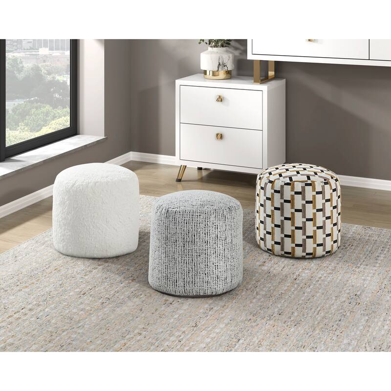 Cylindrical Pouf Chenille Fabric Upholstery Modern Ottoman, Footstool, Non-Slip Floor Pouf, Bean Bag Chair, 1pc Sitting Pouf