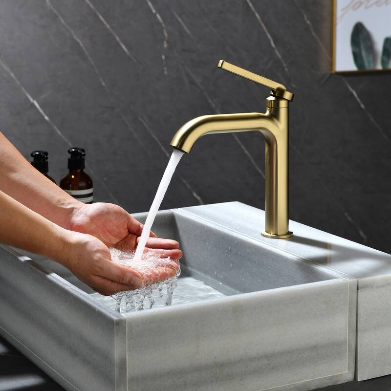 9 in.H Modern Matte Black/ Brushed Gold Single Handle Bathroom Faucet includes Hardware