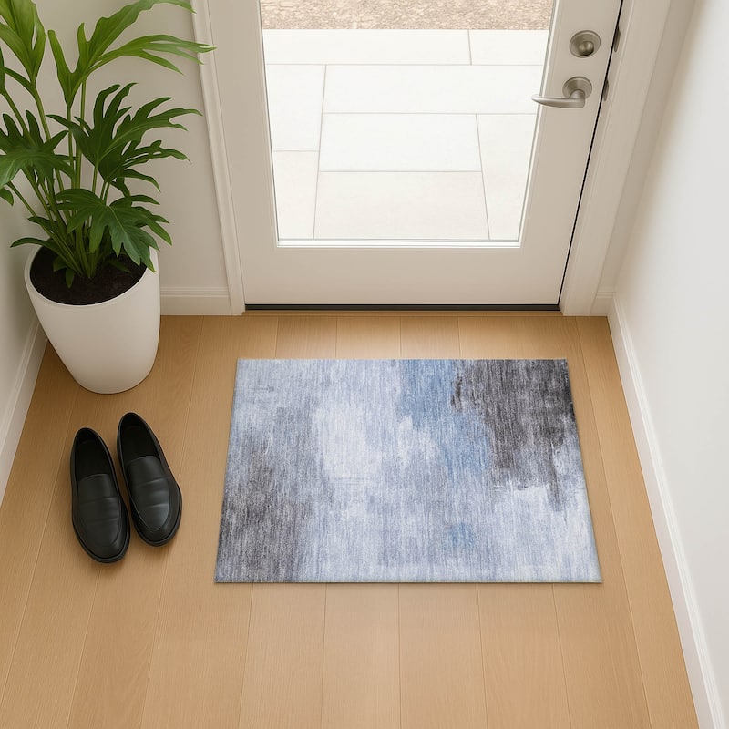 Premium Washable Super Soft Modern Chic Mayfield Rug - Sky - 1'8" x 2'6"