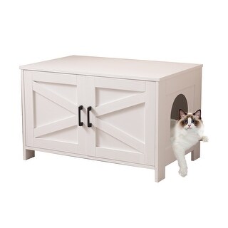 Cat Litter Box Enclosure, Litter Box Furniture Hidden with Barn