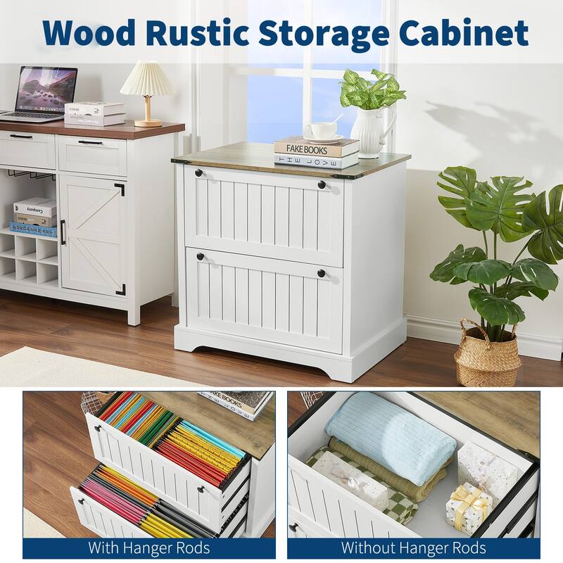 Farmhouse File Cabinets with 2 Drawers,30" File Cabinets with Hanging File Folders for Documents