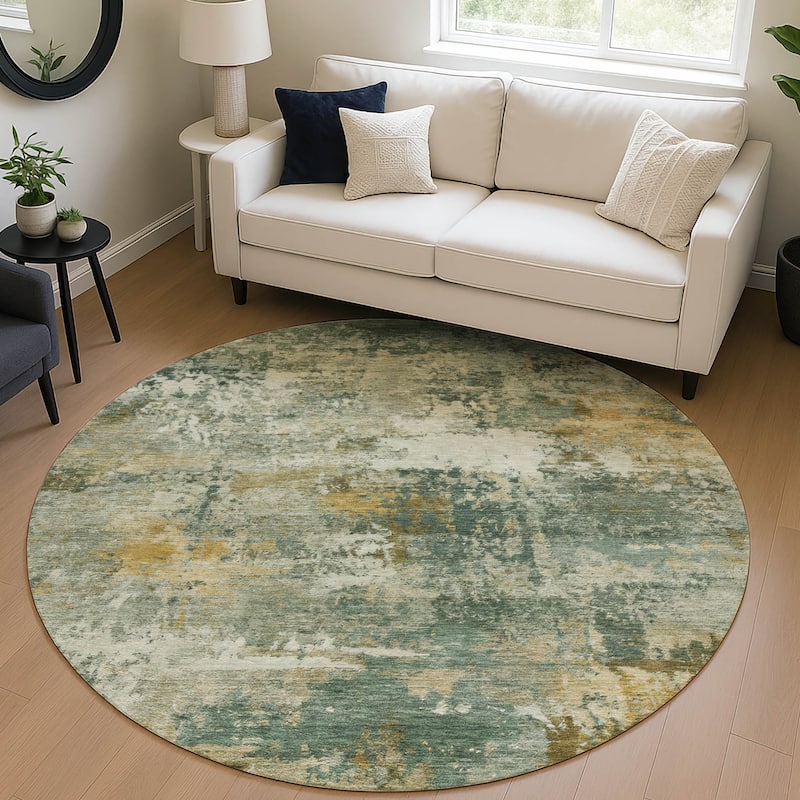 Machine Washable Indoor/ Outdoor Modern Blend Chantille Rug