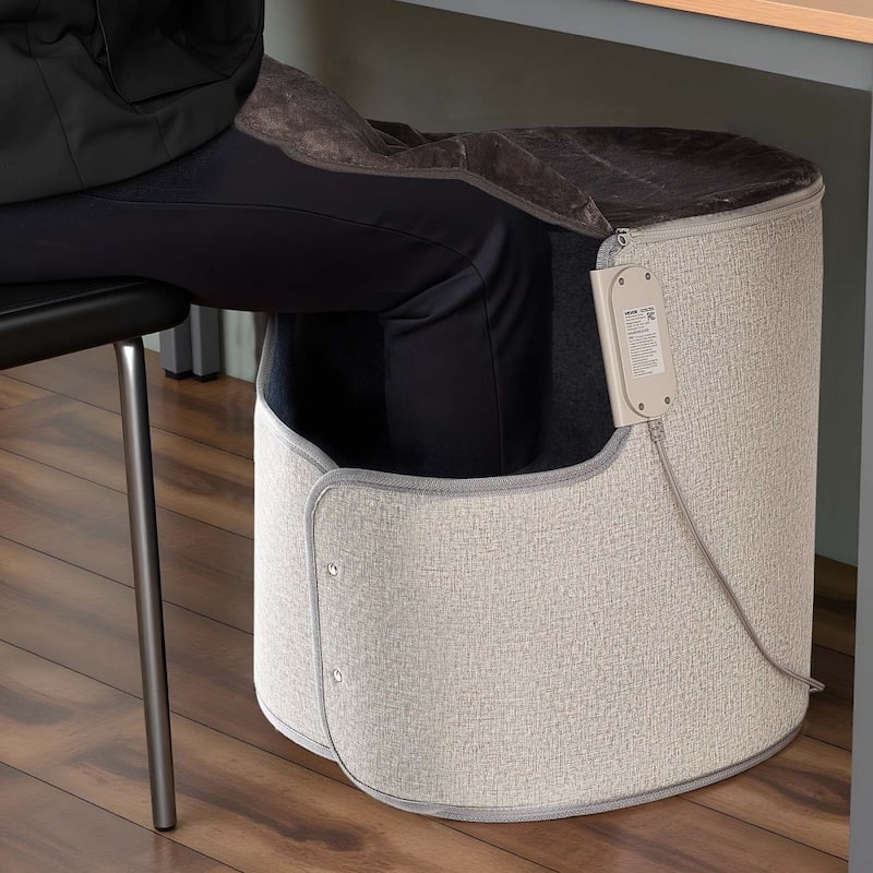 Grey Roll-Up Under Desk Foot Warming Pad 5 Temp and 9-Hour Timer - 55.12 x 20.47 x 0.20 in