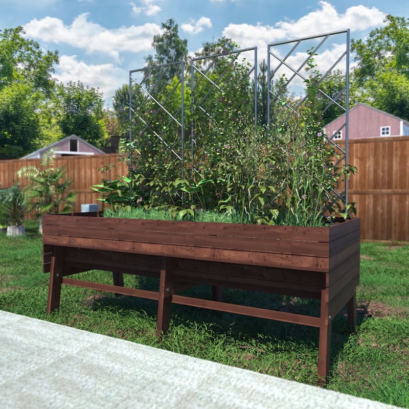 VEIKOUS 6 FT Oversized Cedar Raised Garden Bed with Legs, Large Planter Box with Detachable Liner - Rustic