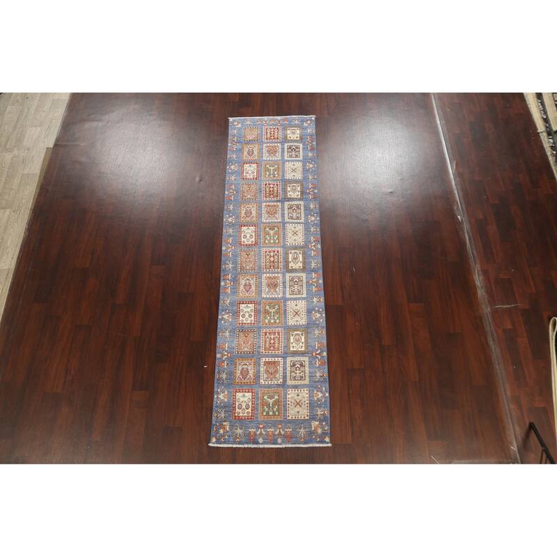 Garden Design Traditional Kazak Oriental Wool Runner Rug Hand-knotted - 2'8" x 9'10"