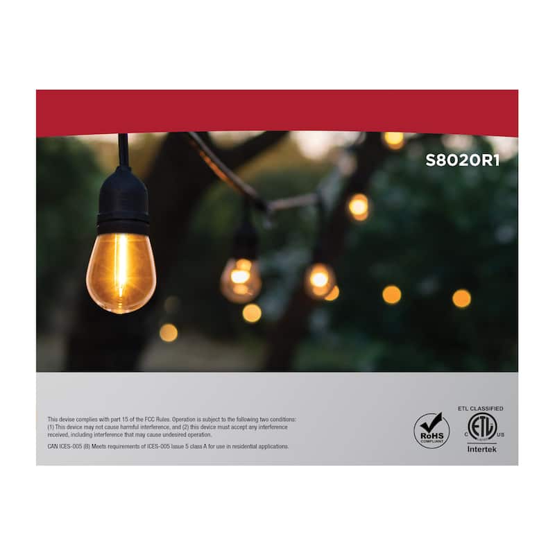 24 Foot LED String Light 12-S14 Lamps 2700K CCT Black 120 Volt