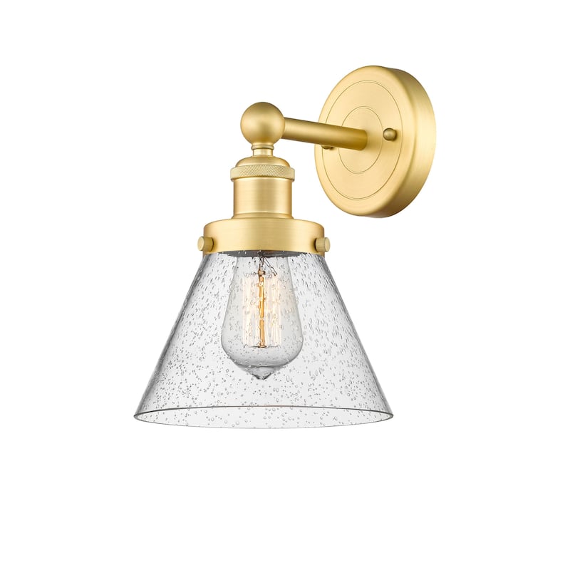 Innovations Lighting 616-1W-12-8 Cone Sconce Cone 12" Tall Wall Sconce - Satin Gold / Seedy