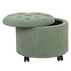 preview thumbnail 2 of 20, Adeco 20" Wide Button Tufted Round Storage Ottoman with Casters