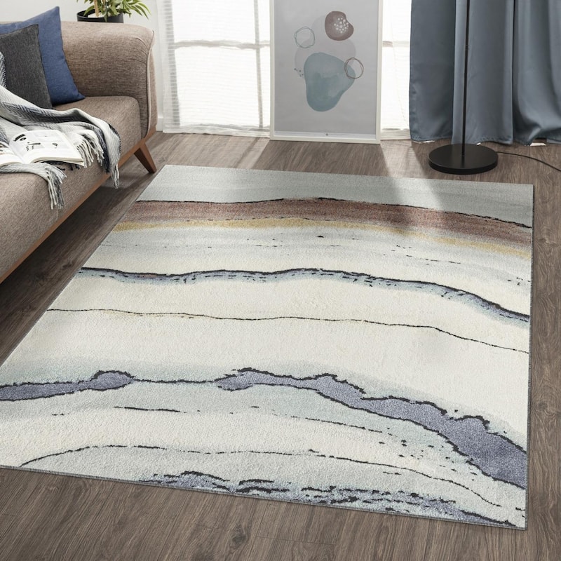 Luxe Weavers Modern Sunset Marbled Abstract Area Rug, Stain-Resistant Carpet