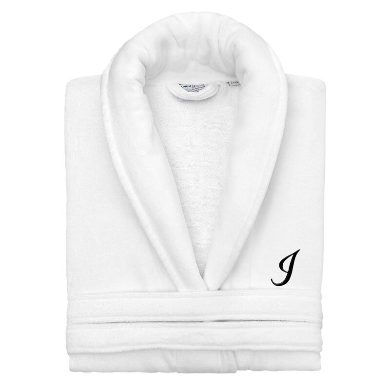 Authentic Hotel and Spa 100% Turkish Cotton Personalized Unisex Anovia Velour Bathrobe - Black Script Font - Small/Medium - I
