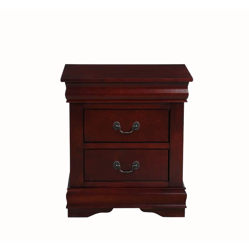 Solid Wood 2-Drawers Nightstands with Metal Handle