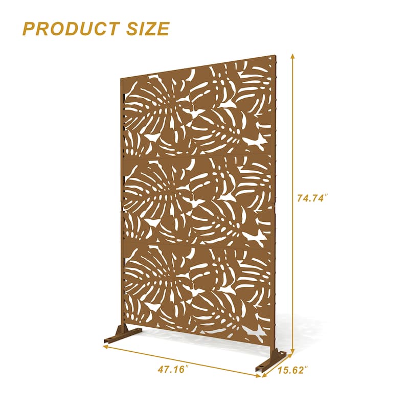 Free Standing Metal Privacy Screen Panel Decorative Outdoor Privacy Screen - 72"H x 47"W